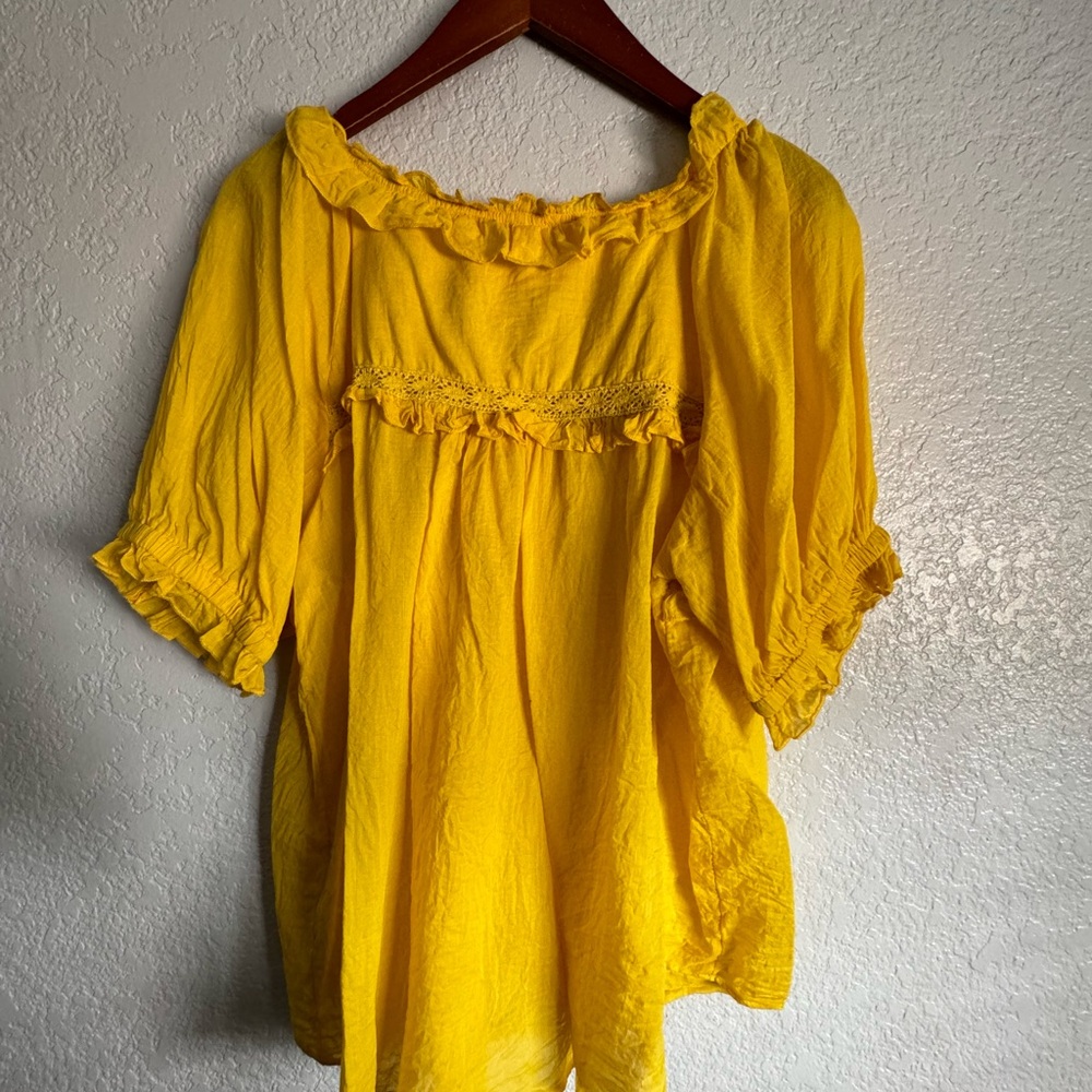 Free People Bright Yellow Ruffle Blouse - Picture 7 of 7